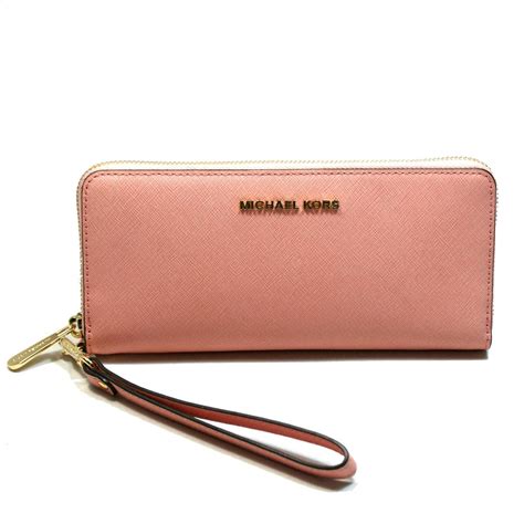 pale pink wallet michael kors|Michael Kors pink wristlet wallet.